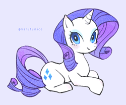 Size: 700x582 | Tagged: safe, artist:harufumico, imported from derpibooru, rarity, pony, unicorn, cute, female, looking at you, mare, raribetes, simple background, smiling, solo, white background