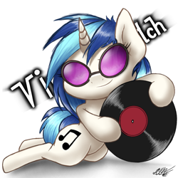 Size: 1280x1280 | Tagged: safe, artist:phoenixrk49, imported from derpibooru, dj pon-3, vinyl scratch, pony, unicorn, cute, disc, female, mare, record, simple background, solo, vinylbetes, white background