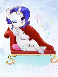 Size: 600x800 | Tagged: safe, artist:naginiko, imported from derpibooru, rarity, pony, unicorn, alternate hairstyle, cute, fainting couch, female, heart eyes, mare, one eye closed, raribetes, solo, wingding eyes, wink