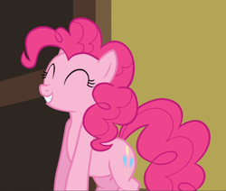 Size: 1106x938 | Tagged: safe, imported from derpibooru, screencap, pinkie pie, earth pony, pony, baby cakes, cropped, cute, diapinkes, eyes closed, female, mare, smiling, solo