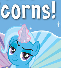 Size: 213x239 | Tagged: safe, imported from derpibooru, trixie, pony, unicorn, c:, corn, cropped, cute, diatrixes, female, food, glowing horn, looking at you, mare, meme, raised eyebrow, smiling, smirk, smug, sparkles, starburst background, sunburst background, wat, we are unicorns, wow! glimmer