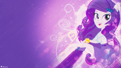 Size: 1920x1080 | Tagged: safe, artist:aqua-pony, artist:illumnious, edit, imported from derpibooru, rarity, equestria girls, belt, boots, clothes, female, open mouth, ponied up, shoes, skirt, smiling, solo, wallpaper, wallpaper edit