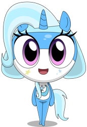Size: 3000x4351 | Tagged: safe, artist:keronianniroro, imported from derpibooru, trixie, anthro, hybrid, unicorn, crossover, cute, diatrixes, female, hat, keponian, keronian, keroro gunsou, open mouth, sergeant frog, simple background, smiling, solo, species swap