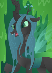 Size: 2059x2912 | Tagged: safe, artist:lavenderrain24, imported from derpibooru, queen chrysalis, changeling, changeling queen, female, open mouth, solo