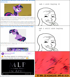 Size: 651x721 | Tagged: safe, artist:crmeelion, imported from derpibooru, rainbow dash, twilight sparkle, alicorn, human, pony, season 9, spoiler:s09, comic, downvote bait, meme, op is a duck, op is trying to start shit, triggered, twilight sparkle (alicorn), wojak