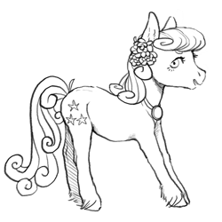 Size: 1200x1200 | Tagged: safe, artist:amphoera, imported from derpibooru, oc, oc only, oc:yellowstar, earth pony, pony, black and white, grayscale, monochrome, solo