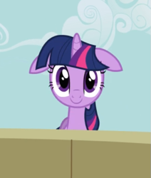 Size: 425x501 | Tagged: safe, imported from derpibooru, screencap, twilight sparkle, pony, unicorn, it's about time, cropped, cute, female, floppy ears, mare, smiling, solo, twiabetes, unicorn twilight