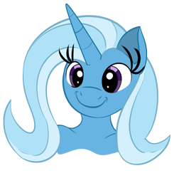 Size: 1129x1151 | Tagged: safe, artist:skyspeardraw, imported from derpibooru, trixie, anthro, unicorn, alternate hairstyle, bust, c:, inspired drawing, long eyelashes, long horn, smiling