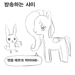 Size: 750x740 | Tagged: safe, artist:pohwaran, imported from derpibooru, angel bunny, fluttershy, korean