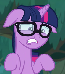 Size: 754x855 | Tagged: safe, imported from derpibooru, screencap, sci-twi, twilight sparkle, pony, unicorn, equestria girls, equestria girls series, spring breakdown, spoiler:eqg series (season 2), cropped, equestria girls ponified, female, floppy ears, glasses, mare, ponified, solo, uncomfortable, unicorn sci-twi