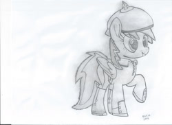 Size: 2338x1700 | Tagged: safe, artist:stuckonthemoon, imported from derpibooru, oc, oc only, pony, fallout equestria, cute, fallout equestria: crossroads, female, hat, helmet, mare, military uniform, monochrome, ocbetes, prussian pony, sketch, solo, traditional art