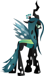 Size: 450x776 | Tagged: safe, artist:lottapotatosalad, imported from derpibooru, queen chrysalis, changeling, changeling queen, crown, female, jewelry, looking back, regalia, simple background, solo, transparent background