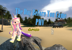 Size: 856x600 | Tagged: safe, artist:didgereethebrony, imported from derpibooru, princess cadance, shining armor, pony, 3d, beach, gmod, text, thumbnail, transparent, youtube link, youtube thumbnail