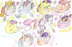 Size: 2801x1837 | Tagged: safe, artist:ptitemouette, imported from derpibooru, oc, oc:apple diamond, oc:bobine de fil, oc:bubble top, oc:chaotic tornado, oc:cheese party, oc:harry trotter, oc:pepper candy, oc:saphire ring, oc:time vortex, oc:tutu, hybrid, interspecies offspring, magical lesbian spawn, oc x oc, offspring, parent:apple bloom, parent:applejack, parent:babs seed, parent:carrot top, parent:cheese sandwich, parent:coco pommel, parent:derpy hooves, parent:discord, parent:doctor whooves, parent:pinkie pie, parent:prince blueblood, parent:princess celestia, parent:rarity, parent:sassy saddles, parent:spoiled rich, parent:star hunter, parent:starlight glimmer, parent:sunburst, parent:tender taps, parent:twist, parents:babstwist, parents:cheesepie, parents:cocosaddles, parents:derpytop, parents:dislestia, parents:rarijack, parents:starburst, parents:stardoc, parents:tenderbloom, shipping