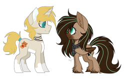 Size: 3388x2136 | Tagged: safe, artist:mintoria, artist:otakuchicky1, imported from derpibooru, oc, oc only, oc:mint, oc:tedd e. bear, pegasus, pony, unicorn, female, male, mare, simple background, stallion, transparent background