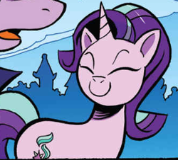 Size: 334x302 | Tagged: safe, artist:andypriceart, idw, imported from derpibooru, starlight glimmer, pony, unicorn, cropped, eyes closed, smiling