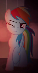 Size: 491x926 | Tagged: safe, imported from derpibooru, screencap, rainbow dash, pegasus, pony, equestria girls, equestria girls series, spring breakdown, spoiler:eqg series (season 2), cropped, equestria girls ponified, human pony dash, one eye closed, ponified, raised hoof