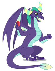 Size: 800x1024 | Tagged: safe, artist:dragonchaser123, edit, editor:damiranc1, imported from derpibooru, vector edit, gaius (dragon), dragon, the hearth's warming club, clenched fist, gaius, open mouth, simple background, sitting, spread wings, transparent background, vector, wings