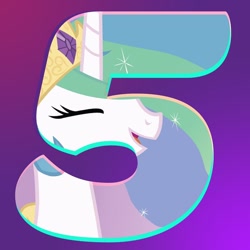 Size: 800x800 | Tagged: safe, imported from derpibooru, princess celestia, pony, season 9, 5, countdown, discovery family, hype, official, season 9 countdown