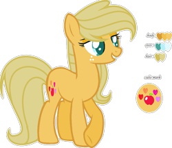 Size: 1041x899 | Tagged: safe, artist:galaxyfoxy96, imported from derpibooru, oc, oc only, oc:candy apple, earth pony, pony, female, mare, offspring, parent:applejack, parent:caramel, parents:carajack, simple background, solo, transparent background