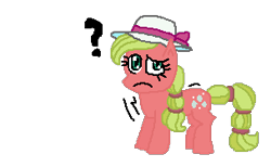 Size: 304x187 | Tagged: safe, artist:theinflater19, imported from derpibooru, earth pony, pony, series:maplejack p balloon prank, cowboys and equestrians, female, imminent inflation, mad (tv series), mad magazine, maplejack, mare, question mark, stomach noise, this will end in balloons