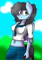 Size: 2896x4096 | Tagged: safe, artist:glacialpain, imported from derpibooru, oc, oc only, oc:aeriscalor, anthro, clothes, school uniform, solo