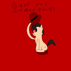 Size: 500x500 | Tagged: safe, artist:undeadponysoldier, imported from derpibooru, oc, oc:the undead pony soldier, pony, bowler hat, hat, inverted cross, pixel art, sexy, talking to viewer
