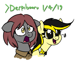 Size: 1449x1177 | Tagged: safe, artist:moonatik, imported from derpibooru, oc, oc only, oc:leslie fair, oc:veronika, pony, anarcho-capitalism, april fools, april fools 2019, bowtie, capitalism, clothes, communism, happy, shocked