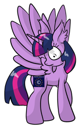 Size: 1234x1879 | Tagged: safe, artist:raktor, imported from derpibooru, twilight sparkle, alicorn, pony, alternate cutie mark, april fools, april fools 2019, article 13, censorship, european union, female, flag, looking at cutie mark, looking back, mare, meta, simple background, solo, transparent background, twilight sparkle (alicorn)