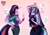 Size: 2173x1512 | Tagged: safe, artist:traupa, imported from derpibooru, starlight glimmer, twilight sparkle, alicorn, anthro, unicorn, alternate hairstyle, breasts, busty starlight glimmer, busty twilight sparkle, clothes, cross-popping veins, crown, duo, eyes closed, female, imitation, jewelry, mane swap, mare, regalia, smiling, sudden style change, twilight sparkle (alicorn)