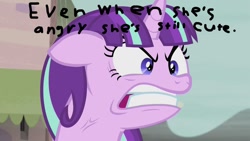 Size: 1280x720 | Tagged: safe, edit, edited screencap, editor:undeadponysoldier, imported from derpibooru, screencap, starlight glimmer, pony, unicorn, angry, lol, quiet, ragelight glimmer, vein, vein bulge