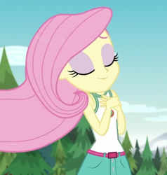 Size: 685x720 | Tagged: safe, imported from derpibooru, fluttershy, equestria girls, legend of everfree, clothes, sleeveless, tanktop