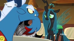 Size: 1920x1080 | Tagged: safe, imported from derpibooru, screencap, grogar, king sombra, queen chrysalis, changeling, changeling queen, the beginning of the end, cute, cutealis, female