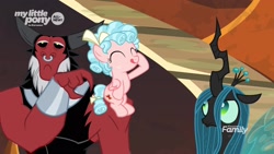 Size: 1920x1080 | Tagged: safe, imported from derpibooru, screencap, cozy glow, lord tirek, queen chrysalis, changeling, changeling queen, pegasus, pony, the beginning of the end, female, filly, tongue out