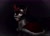 Size: 2560x1829 | Tagged: safe, alternate version, artist:ami-gami, artist:amy-gamy, imported from derpibooru, king sombra, pony, unicorn, armor, crown, dark, dark background, fangs, jewelry, looking at you, male, open mouth, red horn, regalia, signature, simple background, smiling, solo, teeth