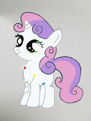 Size: 3024x4032 | Tagged: safe, artist:ferel6, imported from derpibooru, sweetie belle, pony, unicorn, cardiophilia, ekg, electrodes, female, filly, heart monitor, medical, solo, wires