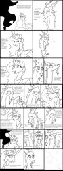 Size: 3536x9512 | Tagged: safe, artist:mr100dragon100, imported from derpibooru, discord, princess celestia, the beginning of the end, comic, dislestia, female, male, meme, monochrome, otp, shipping, straight, theory