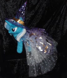Size: 882x1024 | Tagged: safe, artist:crazyditty, imported from derpibooru, trixie, pony, unicorn, clothes, costume, dress, female, halloween, halloween costume, hat, holiday, nightmare night, plushie, solo