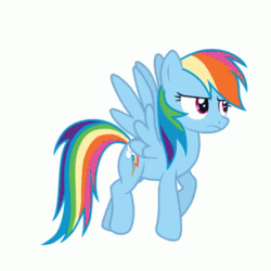 Size: 498x498 | Tagged: safe, imported from derpibooru, rainbow dash, pony, animated, bored, female, flapping wings, flying, gif, simple background, solo, white background