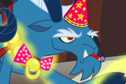 Size: 1500x1000 | Tagged: safe, edit, edited screencap, imported from derpibooru, screencap, grogar, the beginning of the end, antagonist, grogar is not amused, unamused
