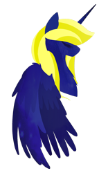 Size: 1000x1600 | Tagged: safe, artist:radbat, imported from derpibooru, oc, oc only, oc:time vortex (kaifloof), oc:time vortex (th3bluerose), alicorn, pony, alternate hairstyle, eyes closed, galaxy, minimalist, modern art
