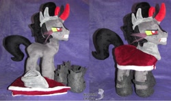 Size: 5806x3447 | Tagged: safe, artist:allunacraft, imported from derpibooru, king sombra, pony, absurd resolution, irl, missing accessory, photo, plushie, solo