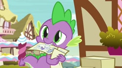 Size: 1280x720 | Tagged: safe, imported from derpibooru, screencap, spike, dragon, honest apple, season 7, claws, cute, male, ponyville, spikabetes, tail