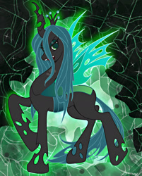 Size: 1141x1416 | Tagged: safe, artist:nuriko-chan, imported from derpibooru, queen chrysalis, changeling, changeling queen, colored pupils, crown, cute, cutealis, female, jewelry, open mouth, regalia, solo