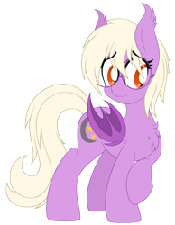 Size: 1234x1592 | Tagged: safe, artist:pearlyiridescence, imported from derpibooru, oc, oc only, oc:pinkfull night, bat pony, pony, :s, bat pony oc, female, glasses, shy, simple background, teenager, transparent background, wavy mouth