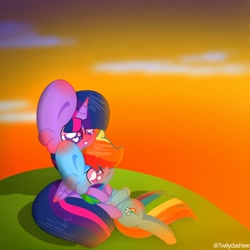 Size: 1920x1920 | Tagged: safe, artist:twilydashie, imported from derpibooru, rainbow dash, twilight sparkle, alicorn, pony, female, heart eyes, lesbian, shipping, twidash, twilight sparkle (alicorn), wingding eyes
