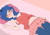 Size: 4092x2893 | Tagged: safe, artist:krokis, imported from derpibooru, oc, oc only, oc:starlight blossom, human, satyr, unicorn, armpits, bed, belly, blushing, clothes, cute, laying on bed, lying, lying on bed, miniskirt, moe, satyrized, skirt, thighs