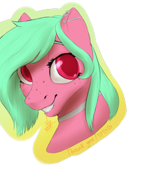 Size: 1680x1920 | Tagged: safe, artist:fabby4, imported from derpibooru, oc, oc only, oc:minty spots, pony, braces, bust, choker, ear piercing, freckles, lip piercing, piercing, smiling