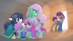 Size: 2048x1151 | Tagged: safe, artist:bcpony, imported from derpibooru, oc, earth pony, pegasus, pony, unicorn, argument, commission, crying, female, male, mother and father, siblings, yelling