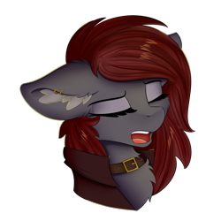 Size: 1250x1250 | Tagged: safe, artist:lunar froxy, imported from derpibooru, oc, oc only, oc:midnight, pony, bust, clothes, coat, eyes closed, female, mare, open mouth, solo, trenchcoat